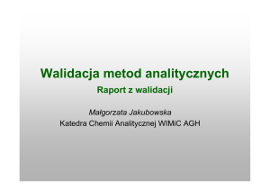 Walidacja metod analitycznych: Raport z walidacji