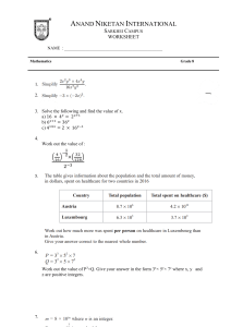 Grade 8 Math Worksheet: Algebra & Number Systems