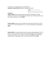 Crystallography & X-Ray Diffraction Homework 1: Lattice Problems