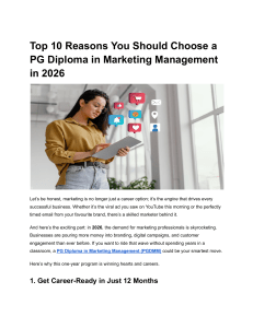PG Diploma in Marketing Management: Top 10 Reasons (2026)