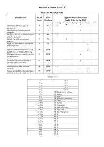 TLE-ICT 7 Periodical Test Table of Specification & Answer Key