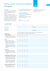Driving Test Self-Evaluation Form | Category B