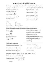 Digital SAT Math Formula Sheet: Algebra, Geometry, Trig, Statistics