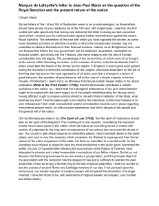 Lafayette's Letter to Marat: Royal Sanction & French Nation (1792)