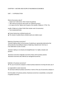Business Economics: Nature, Scope & Basic Problems