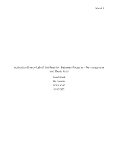 Activation Energy Lab Report: KMnO4 and Oxalic Acid Reaction