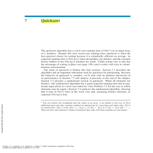Quicksort Algorithm: Performance, Partitioning & Analysis
