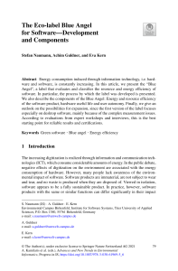 Eco-label Blue Angel for Software: Development & Components