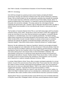 Auto Theft in Canada: Crime Prevention Strategies & Criminological Theories
