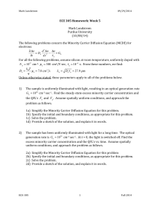 ECE 305 Homework: Minority Carrier Diffusion Equation Problems