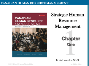 Canadian Human Resource Management: Strategic HRM Chapter 1