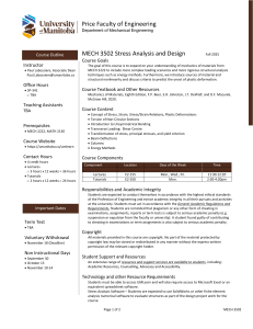 MECH 3502 Stress Analysis and Design Course Outline - UManitoba