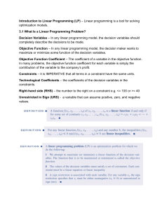 Introduction to Linear Programming (LP): Concepts & Assumptions