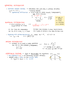 Geometric, Binomial, Poisson Distributions & Hypothesis Testing Notes
