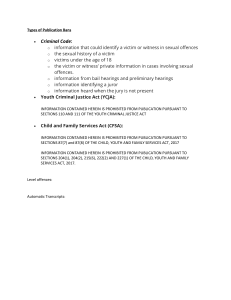 Types of Publication Bans: Criminal Code, YCJA, CFSA Legal Guide