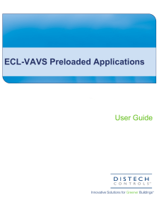 ECL-VAVS Preloaded Applications User Guide | Distech Controls HVAC