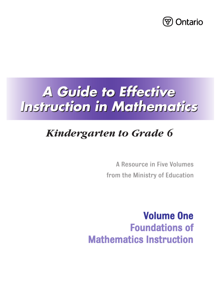 Basic Math Instructions Effective Math Instruction Guide K-6: Foundations for Ontario Educators