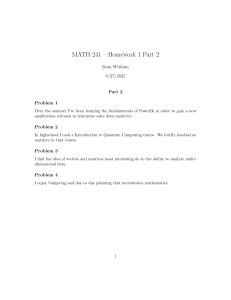 MATH 241 Homework: Vectors, Matrices, Quantum Computing & Data Analytics