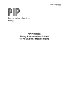Piping Stress Analysis Criteria for ASME B31.3 Metallic Piping - PIP PNC00004