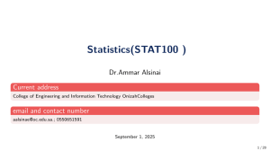 STAT100 Statistics Course Introduction & Basic Concepts by Dr. Alsinai
