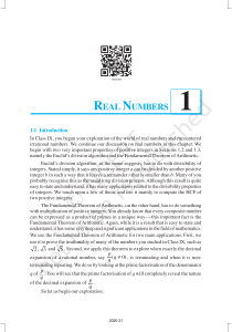 Real Numbers: Euclid's Algorithm & Fundamental Theorem of Arithmetic