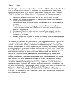 A Call for Unity: Alabama Clergymen's Statement on Racial Issues