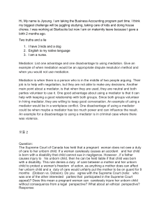 Business Accounting Coursework: Mediation & Canadian Duty of Care
