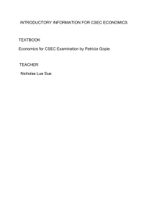 CSEC Economics Syllabus: Nature of Economics & Production