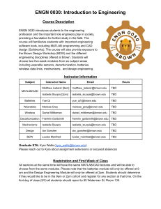 ENGN 0030: Introduction to Engineering at Brown University | Syllabus