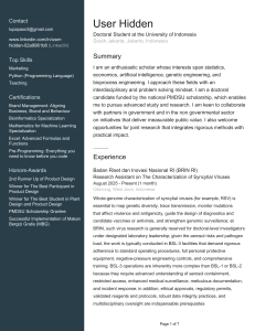 User Hidden - Doctoral Student Resume