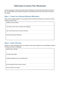 Educator Affirmation & Action Plan Worksheet for Professional Growth