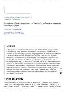 OFDI Impact on Domestic Firms: Korea Case Study