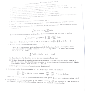 AS2050 Complex Analysis Tutorial 01: Stokes' & Cauchy's Theorems
