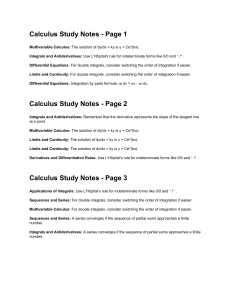 Calculus Study Notes: Integrals, Derivatives, Limits