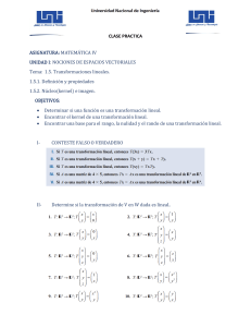 Ejercicios de Transformaciones Lineales - Matem&aacute;tica IV