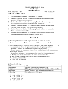 Physical Education (048) Class XII Sample Paper 2024-25