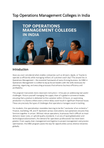 Top Operations Management MBA Colleges in India: A Comprehensive Guide