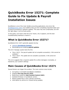 Fix QuickBooks Error 15271: Update & Payroll Issues