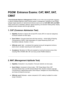 PGDM Entrance Exams: CAT, MAT, XAT, CMAT Guide & Preparation Tips