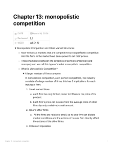 Monopolistic Competition: Market Structures, Pricing & Efficiency