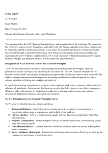 VIA Character Strengths in the Workplace: A Student's Memo Report
