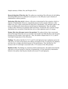 Baker, Pan, Wurgler (2012) M&A Anchoring Bias Summary
