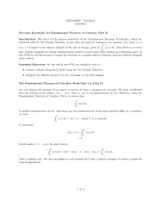 Calculus I: Fundamental Theorem of Calculus Part II (Net Change Theorem)