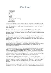 Fear Index: Ranking Personal Fears & Global Concerns