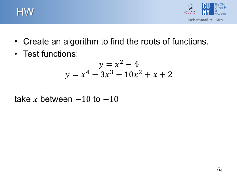 Algorithm for Finding Function Roots: Mathematics Homework