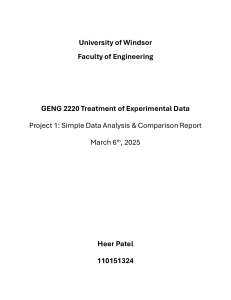 Data Analysis Project Report: Engineering Statistics