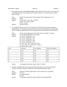 Stock Investment Problems: Gains, Losses, and Dividend Calculations