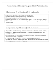 Business Policy & Strategic Management Practice Questions