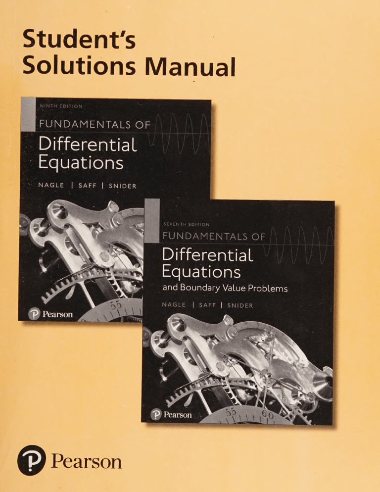 Student's Solutions Manual: Fundamentals of Differential Equations