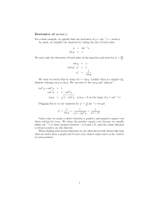 provement why derivative of arcsin is